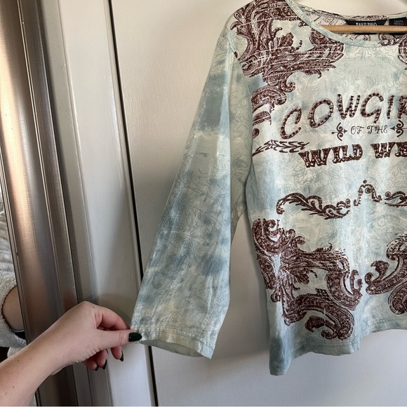 Vintage Y2K Western Cowgirl Pattern Top. Medium. - Picture 2 of 5